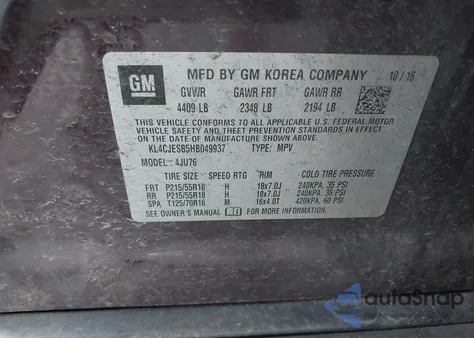 2017 Buick Encore Preferred z USA, uszkodzony, nr VIN KL4CJESB5HB049937